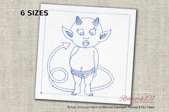 Cute Confused Devil Embroidery
