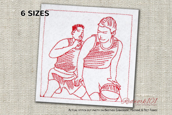 Defensive Basketball Payers Redwork