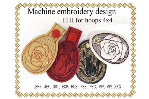 Key Fob Rose - in the Hoop